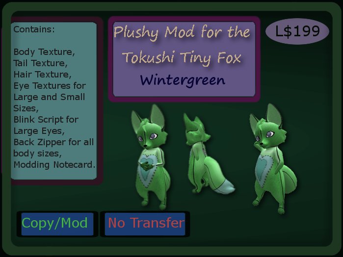 Plushy mod for Tokushi Tiny Fox: Wintergreen