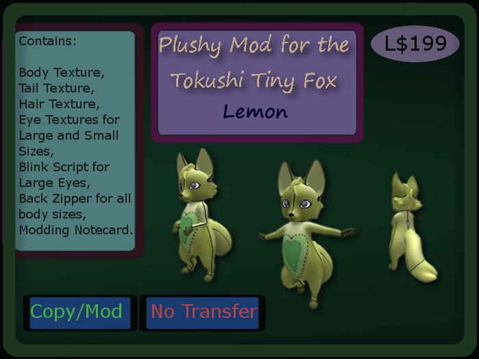 Plushy mod for Tokushi Tiny Fox: Lemon