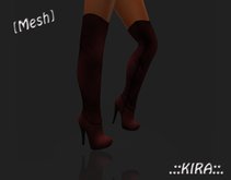 .::KIRA::. [Mesh] Red Overknee Boots
