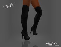 .::KIRA::. [Mesh] Black Overknee Boots
