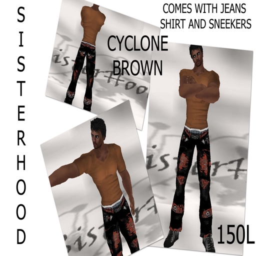~~SH~~cyclone dark brown jeans & Vshirt & shoes
