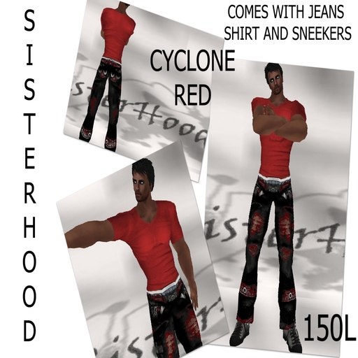~~SH~~cyclone dark red jeans & Vshirt & shoes