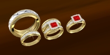 Troymart Channel of Love Banded Square-Cut Wedding Rings Set - Gem and Metal Color Change