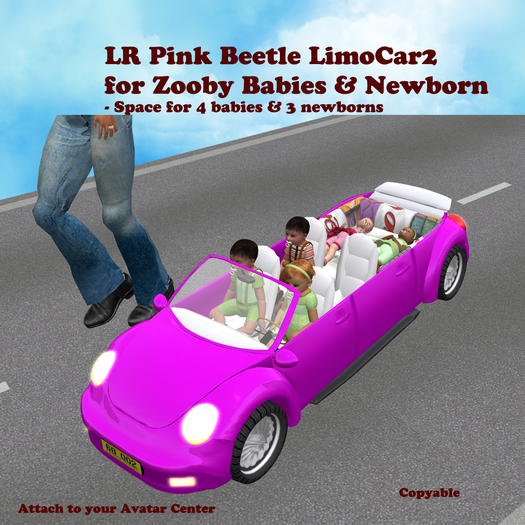 LR Pink Beetle LimoCar2 for Zooby Babies