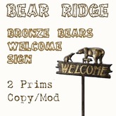 Wood & Bronze Bear Welcome Sign