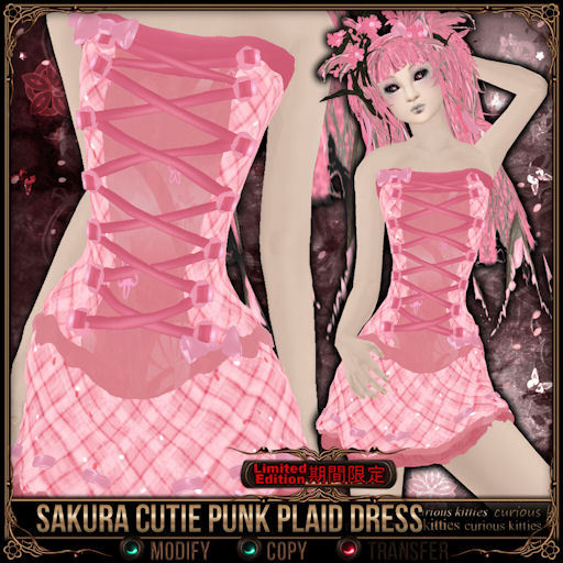 [Mesh] =^.^= Curious Kitties - [Limited Edition] Sakura Cutie Punk Plaid Dress