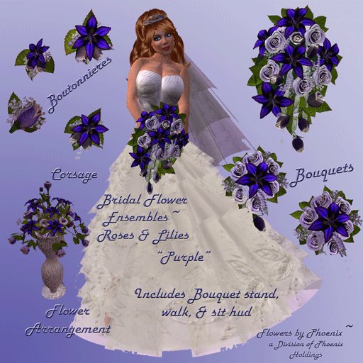 Lg Wedding Set -Purple Roses & Lilies-Sculpt