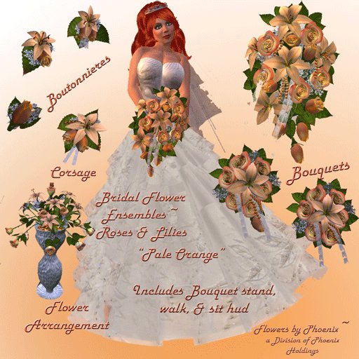 Lg Wedding Set -Pale Orange Roses & Lilies-Sculpt