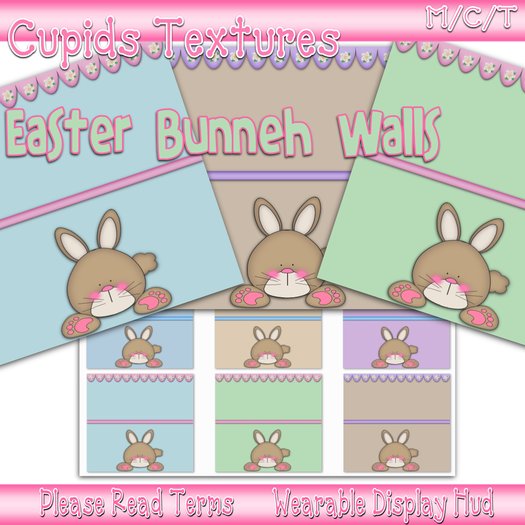 *CUPIDS* 6 EASTER BUNNEH WALLS  Textures