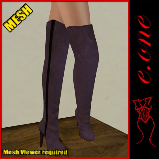 e.one Leather Thigh Boot Plum