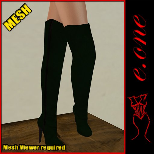 e.one Leather Thigh Boot Green