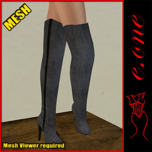 e.one Grungy Denim Thigh Boot 
