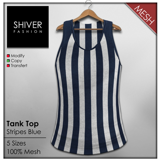Shiver - Mesh Tank Top Stripes - Blue