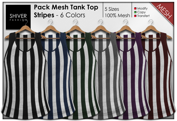 Shiver - Pack Mesh Tank Top Stripes - 6 Colors