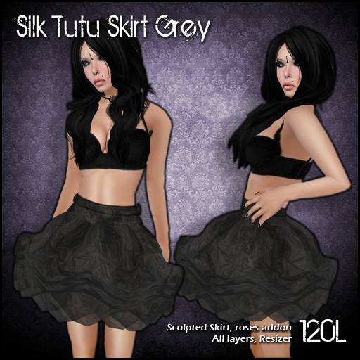 [ SAKIDE ] Silk Tutu Skirt Grey