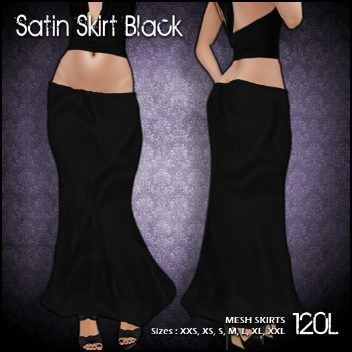 [ SAKIDE ] Satin Skirt MESH Black