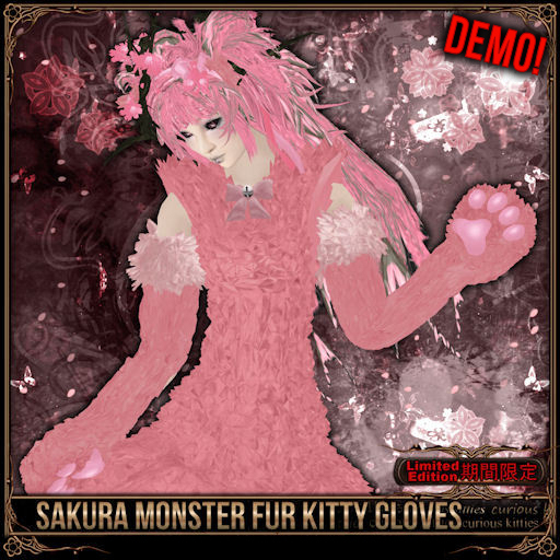 [Mesh] =^.^= Curious Kitties - [Limited Edition] Sakura Monster Fur Kitty Gloves DEMO