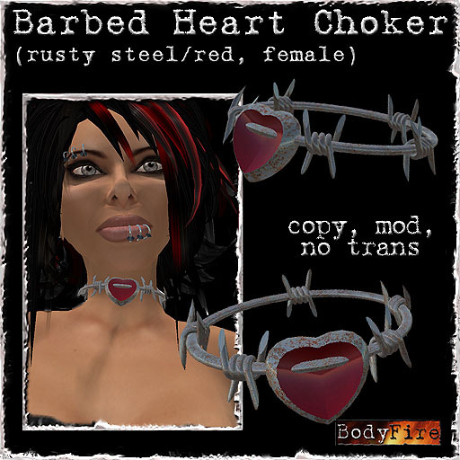 BodyFire - Barbed Heart Choker (rusty/red, female neck)