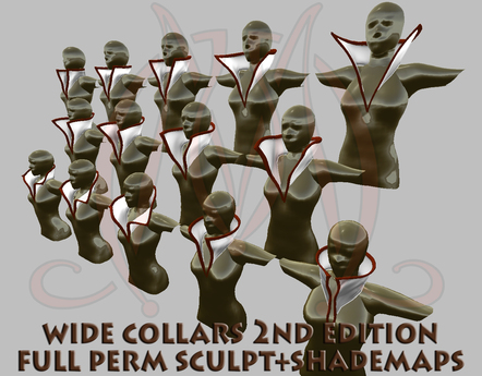 Second Life Marketplace - Wide Collars 2nd edition FULL PERM SCULPT ...