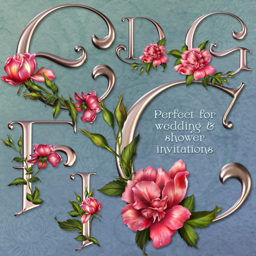 @MA@ TEXTURES Rose Wedding Alphabet 