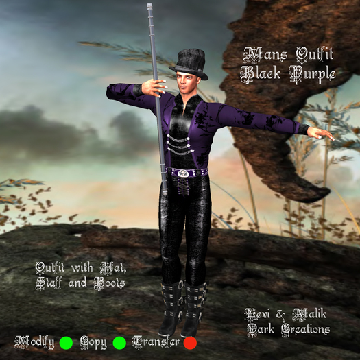 Mans Outfit Black Purple