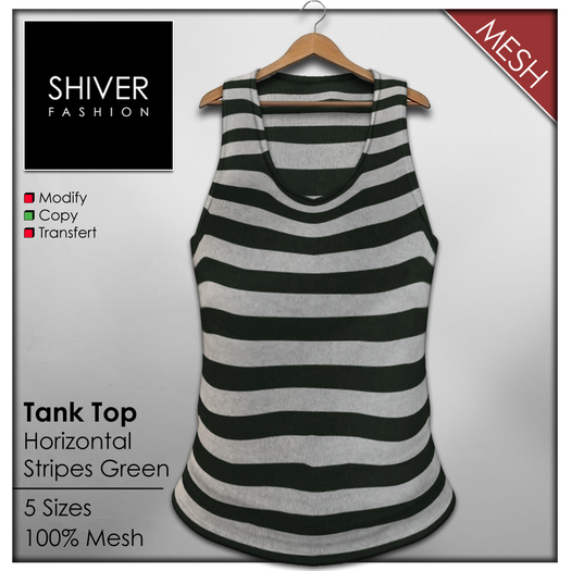 Shiver - Débardeur Mesh Rayures Horizontal - Vert