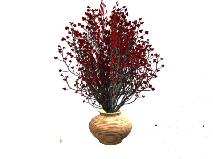 Potted red tree - with optional falling leaves :)