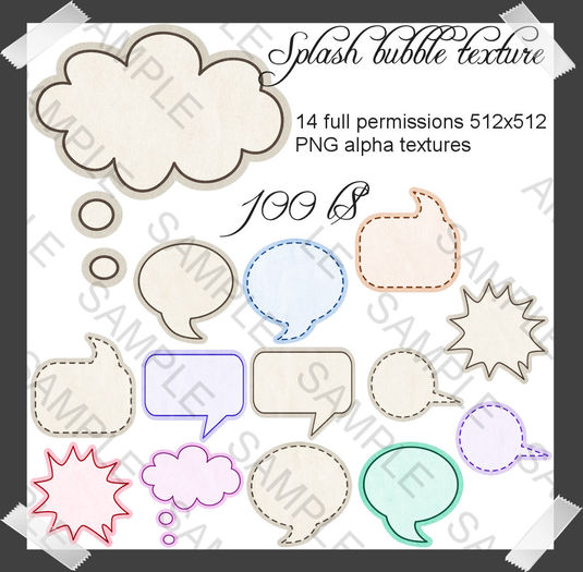 Splash bubble cute Alpha PNG full perms textures
