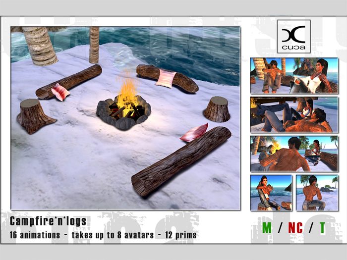 [..::CuCa Designs::..] Campfire and logs - red