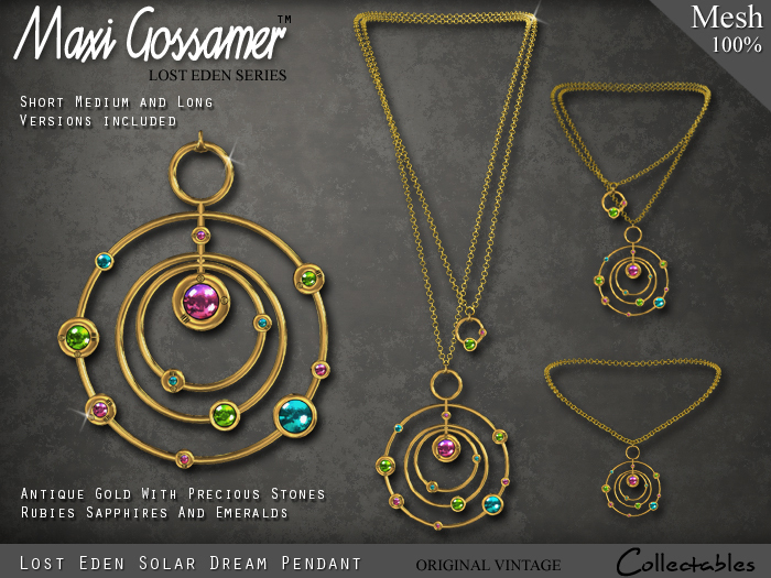 Necklace - Lost Eden Gold Solar Dream With Rubies, Sapphires And Emeralds