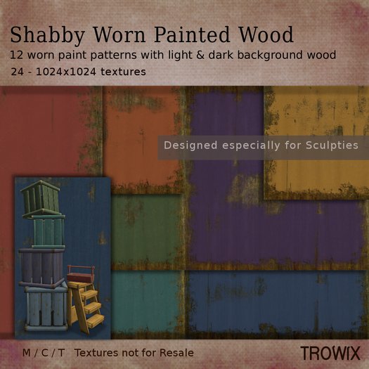 Trowix - Shabby Worn Painted Wood Textures