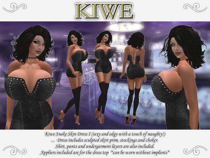 Kiwe Snake Skin Dress I (black) for Prim B's