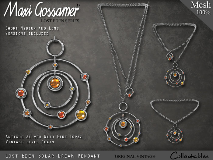 Necklace - Lost Eden Silver Solar Dream With Fire Topaz