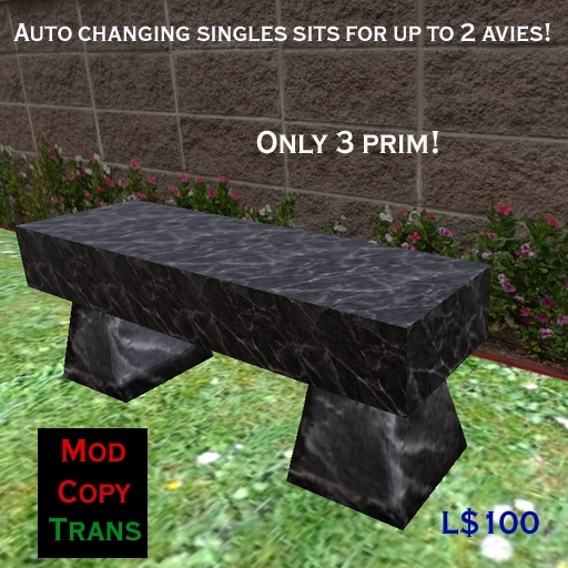 Park Bench - Marble - Black (Sgls-Rect.)