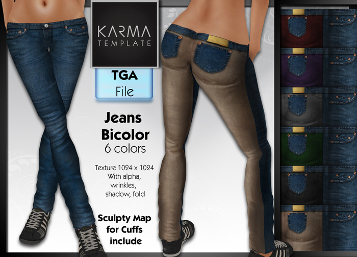 Karma Template - Tga - Denim Jeans Bicolor - 6 Colors