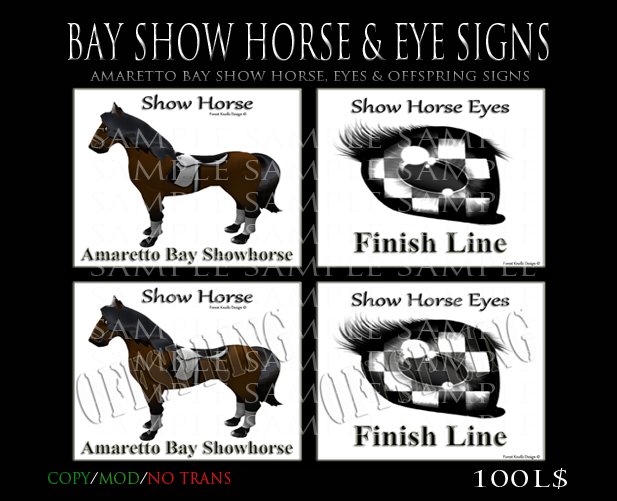 Amaretto Bay SHow Horse Signs