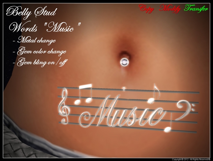 .:: S.J. ::. Belly Piercing Words "Music" [Boxed]