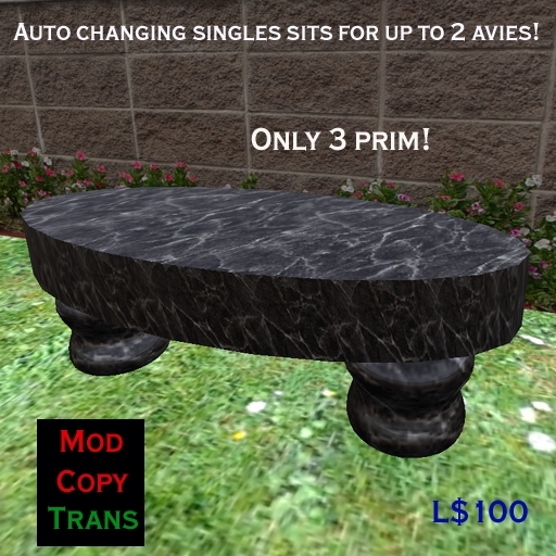 Park Bench - Marble - Black (Sgls-Oval)