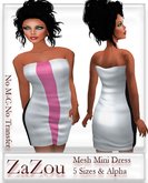 ZaZou Mini Mesh Dress White Pink  
