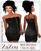ZaZou Mini Mesh Dress Leather Zipper 
