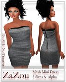 ZaZou Mini Mesh Dress Silver Grey 