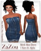 ZaZou Mini Mesh Dress Jeans Lace 
