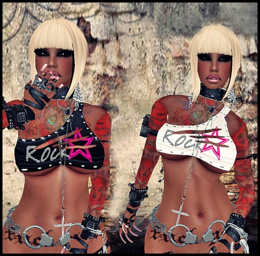 <Toxic Bish> YOU ROCK Top black/white