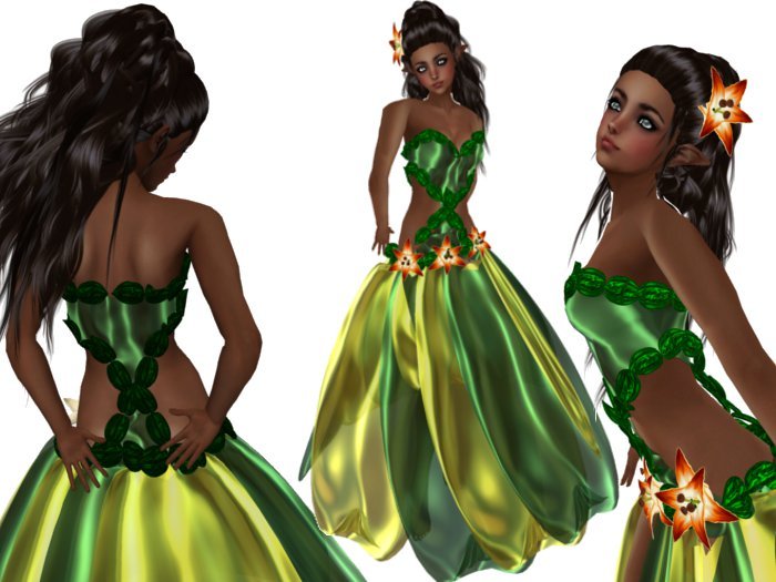 Petite Long Dress Princess - Forest