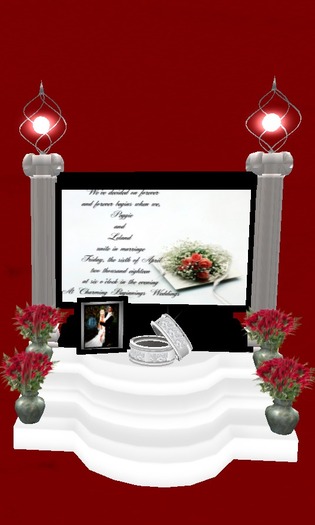 stairway with ring rose wedding invite 