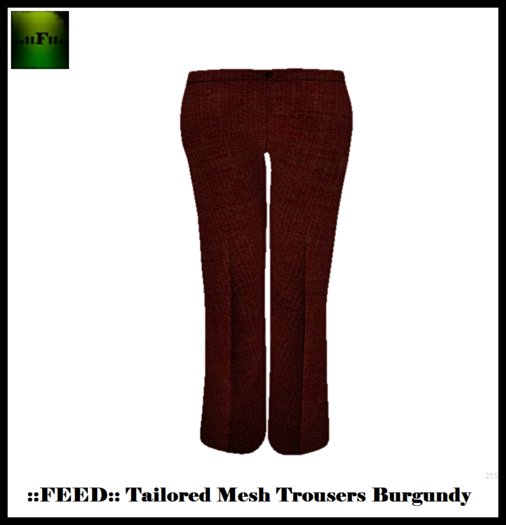 ::FEED:: Tailored Mesh Trousers (Burgundy Linen)