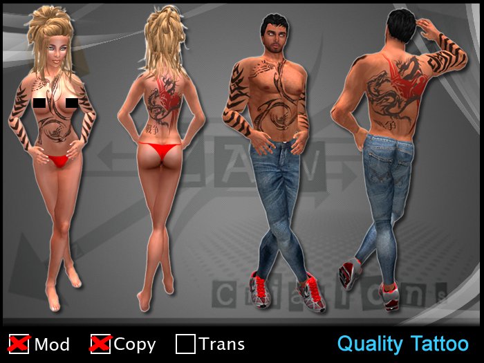 PROMO - 10L only - ZAW - Tattoo Tribal Dragon Fight Color