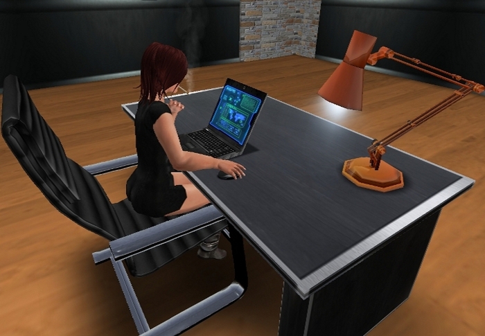 SMALL HOME OFFICE SET animated furniture low prim setting copy modify multicolor multipurpose