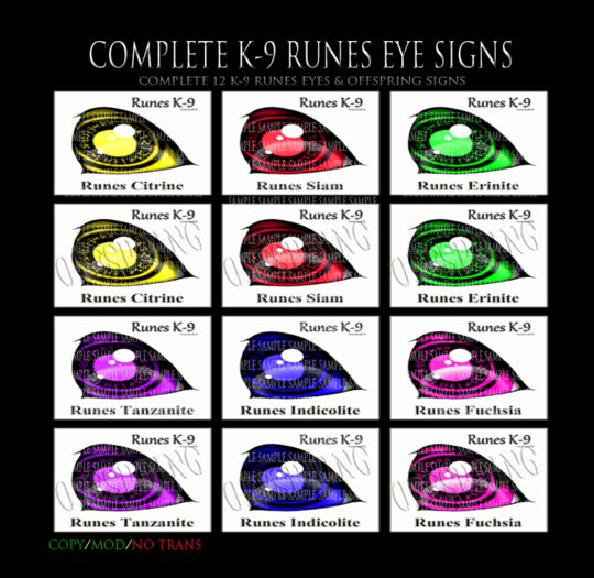 Complete Amaretto K-9 Runes Signs