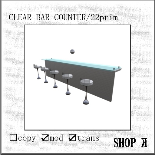 CLEAR BAR COUNTER